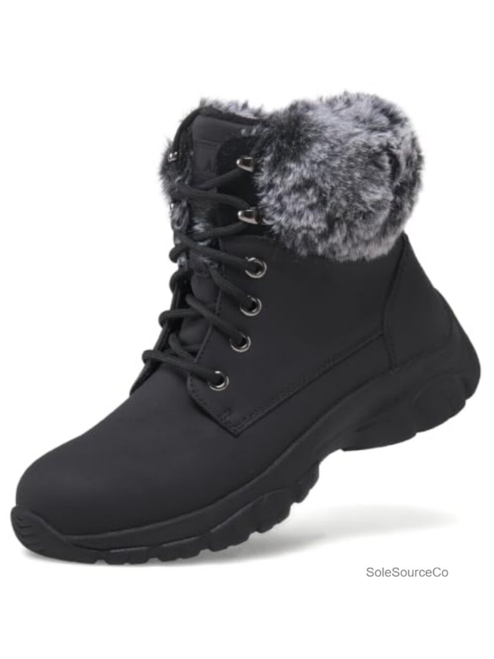 Womens Winter Snow Hiking Boots Fur Lined Faux Leather Ankle